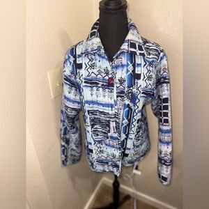 Vintage 90s Karen Hart Quilted Geometric Tribal  Western‎ Button Jacket- Large